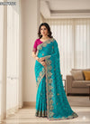 KcPc New Elegant Pure Georgette Saree Featuring Bandhani Pattern & Gota patti RB