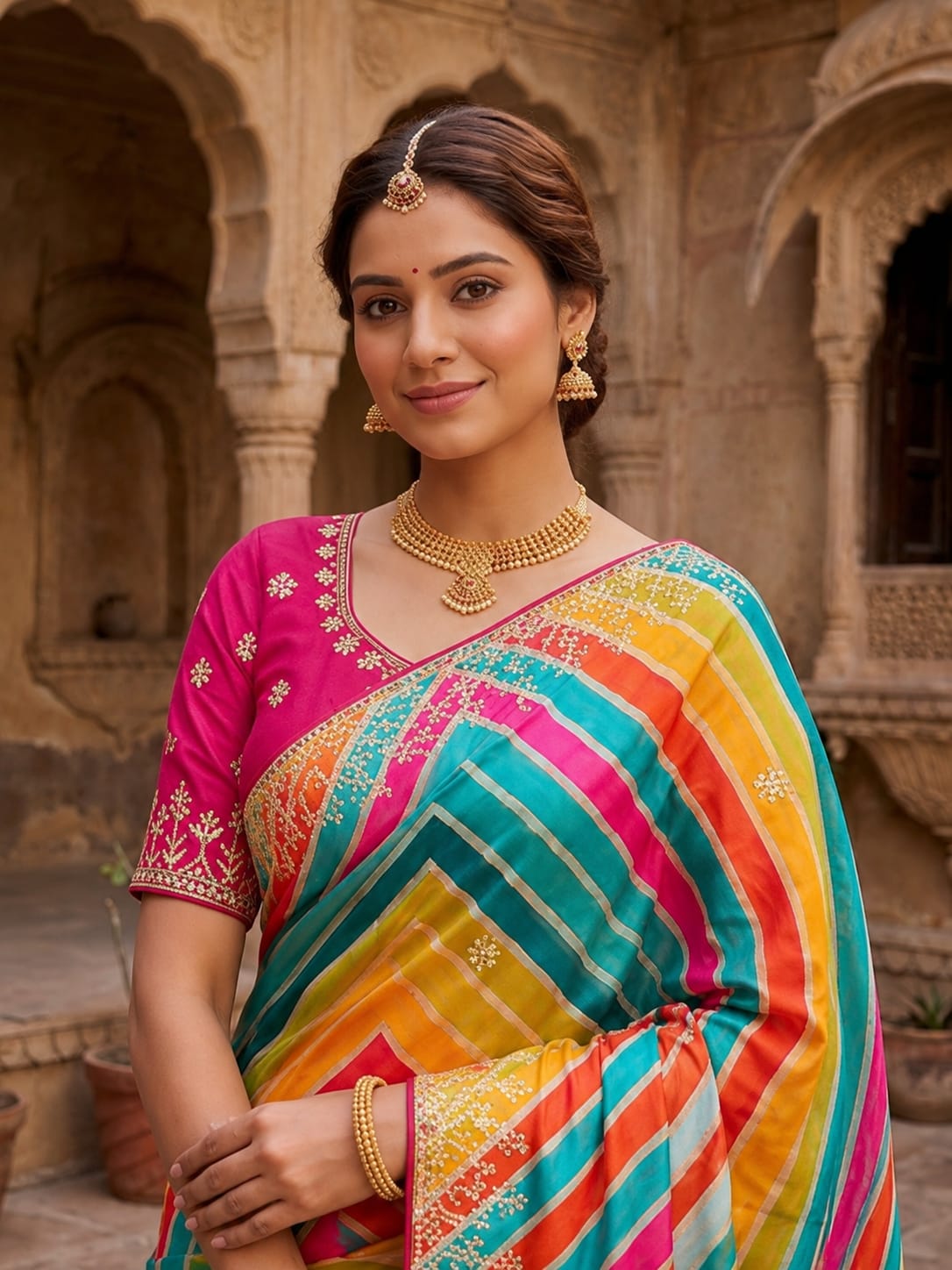 KcPc Premium Leheriya Style Sarees for Festive WearGAN
