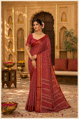 KcPc Premium Cotton Silk Zig Zag Saree with Zari Border STL