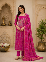 KcPc Royal Gaji Silk Bandhani Dress Material SetJITEN