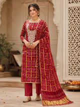 KcPc Premium Gaji Silk Bandhani Salwar Suit with DupattaJITEN
