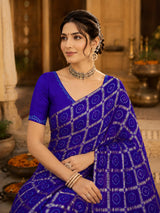 KcPc Premium Semi Gaji Silk Bandhani Saree for Women MSC