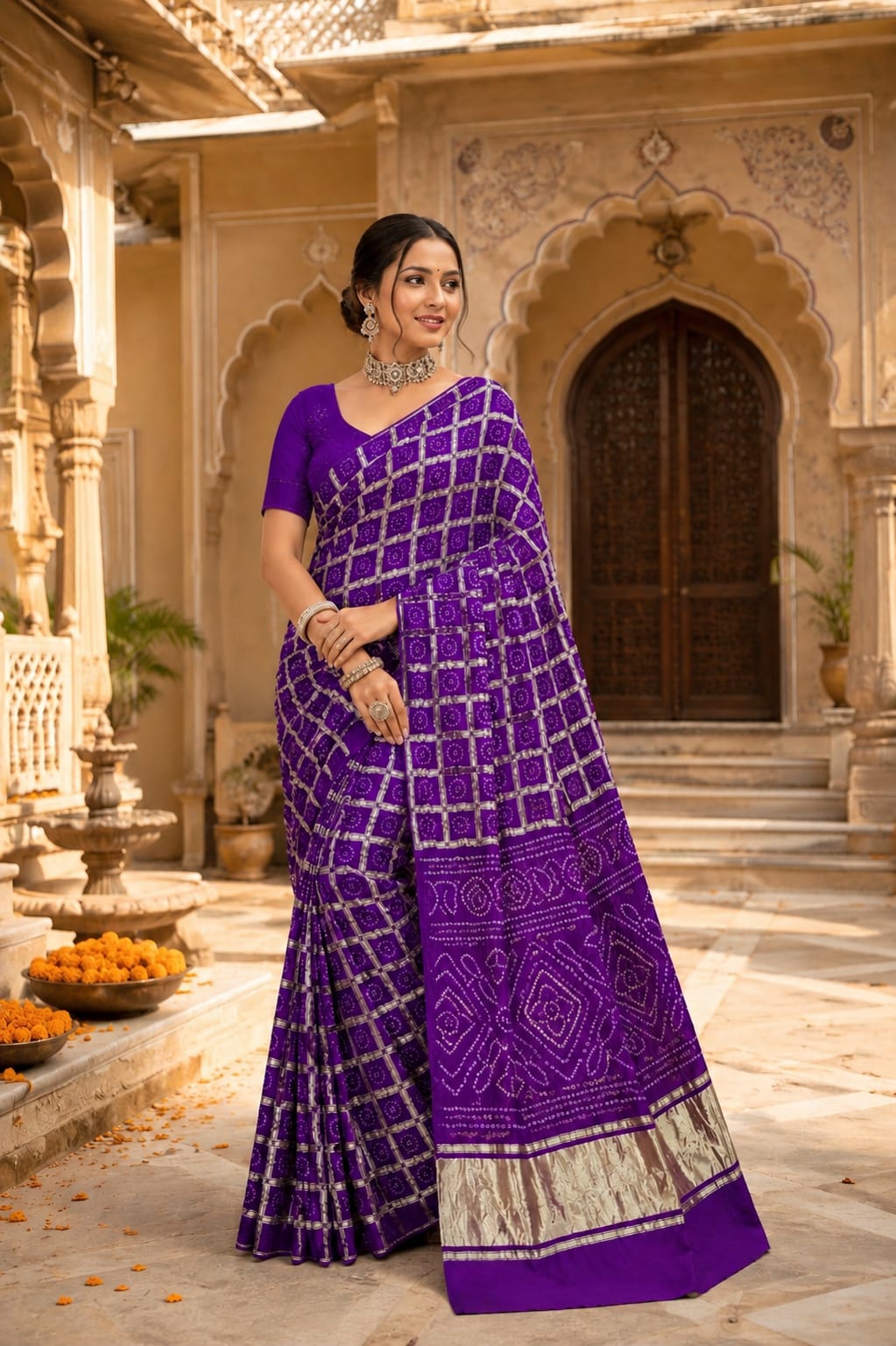 KcPc Royal Semi Gaji Silk Bandhani Saree for Festive WearMSC