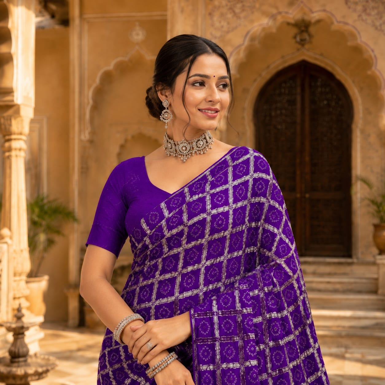 KcPc Royal Semi Gaji Silk Bandhani Saree for Festive WearMSC