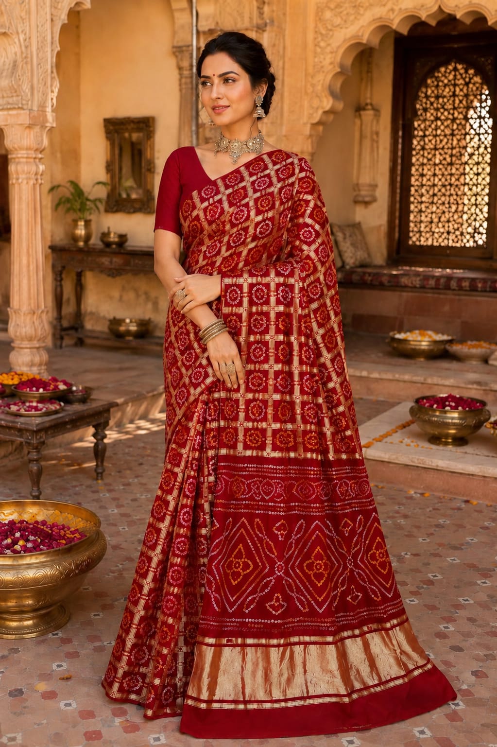 KcPc Premium Bandhani Style Semi Gaji Silk SareeMSC