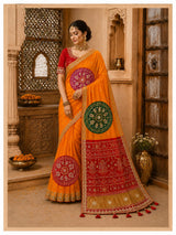 KcPc Premium Gaji Silk Bandhani Saree with Gota Patti WorkAMT