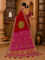 KcPc Premium Bandhani Gaji Silk Saree with Elegant Gota PattiAMT