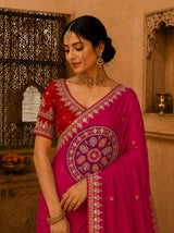 KcPc Designer Gaji Silk Bandhani Saree with Gota Patti AMT
