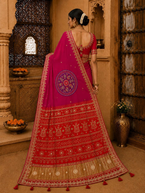 KcPc Designer Gaji Silk Bandhani Saree with Gota Patti   AMT
