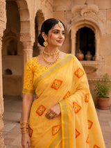 KcPc Premium Cotton Silk Sarees with Elegant Mirror Work GAN