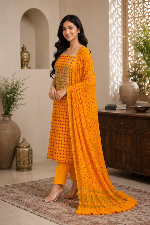 KcPc Traditional Bandhani Suits with Elegant Gotapatti Work    KML