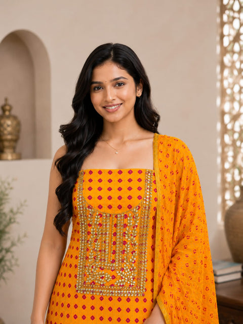 KcPc Traditional Bandhani Suits with Elegant Gotapatti Work    KML