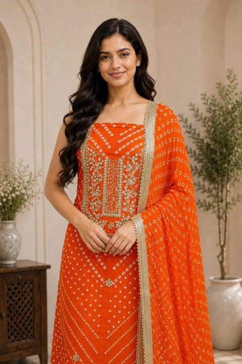 KcPc Royal Modal Silk Bandhani Suit Sets   KML