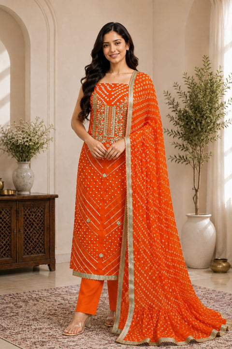 KcPc Royal Modal Silk Bandhani Suit Sets   KML