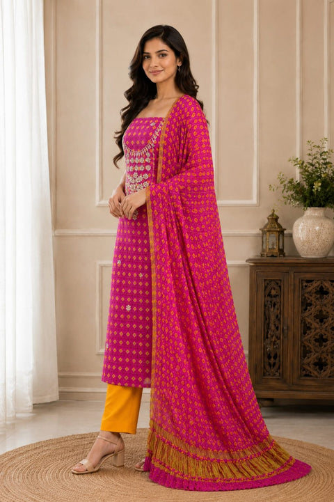 KcPc Traditional Bandhani Salwar Suits with Gotapatti Work    KML
