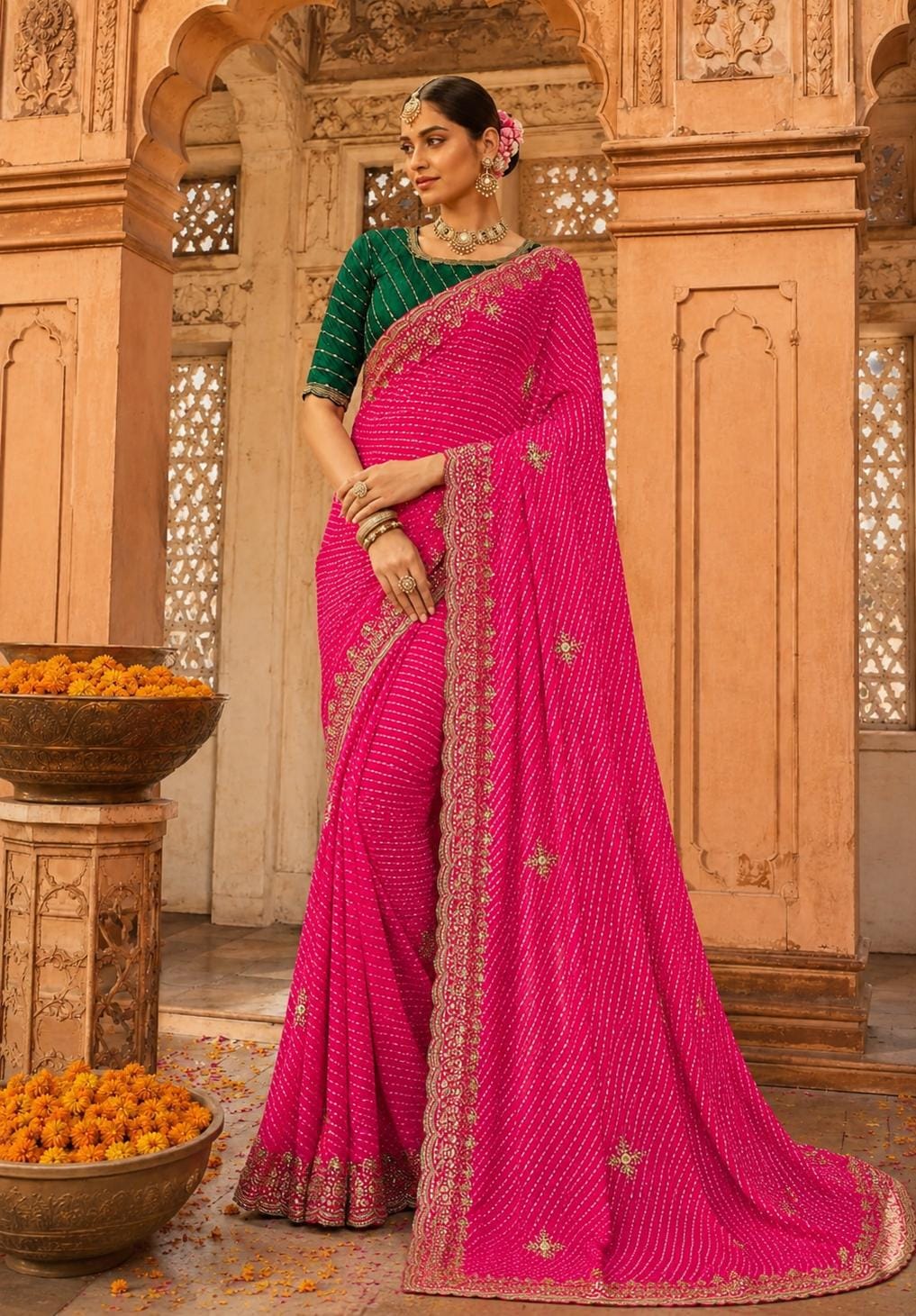 KcPc Designer Georgette Sarees with Embroidery Work GAS