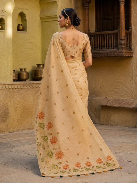 KcPc Elegant Tissue Silk Sarees with Traditional Tari Work  GAN