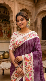 KcPc Traditional Banarasi Style Soft Tussar Silk Saree With Blouse VJT