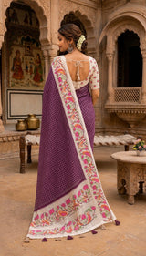 KcPc Traditional Banarasi Style Soft Tussar Silk Saree With Blouse VJT