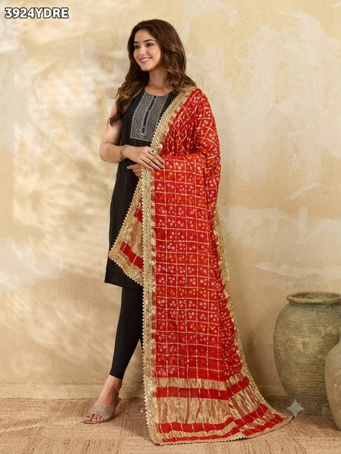 KcPc Classic Bandhani Design Art Silk Dupatta SACR