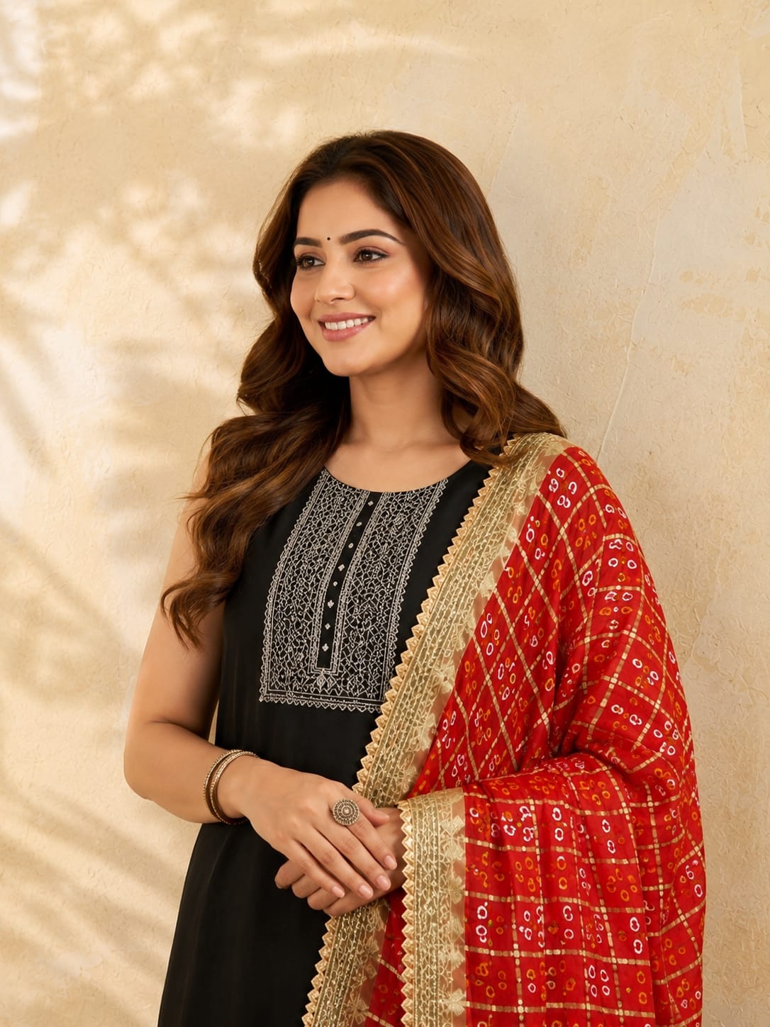 KcPc Classic Bandhani Design Art Silk Dupatta SACR