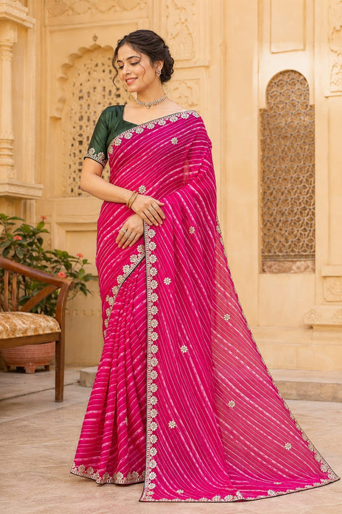 KcPc Beautiful Leheriya Style Georgette Sarees  PDM