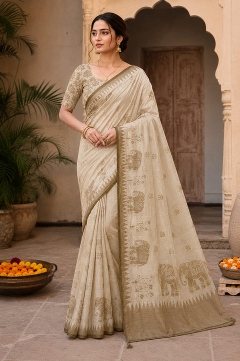KcPc Designer Stone Work Cotton Silk Kalamkari Saree  GAN
