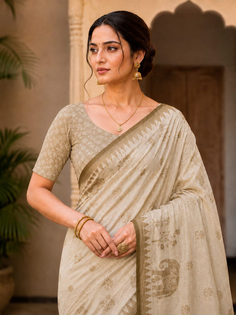 KcPc Designer Stone Work Cotton Silk Kalamkari Saree  GAN