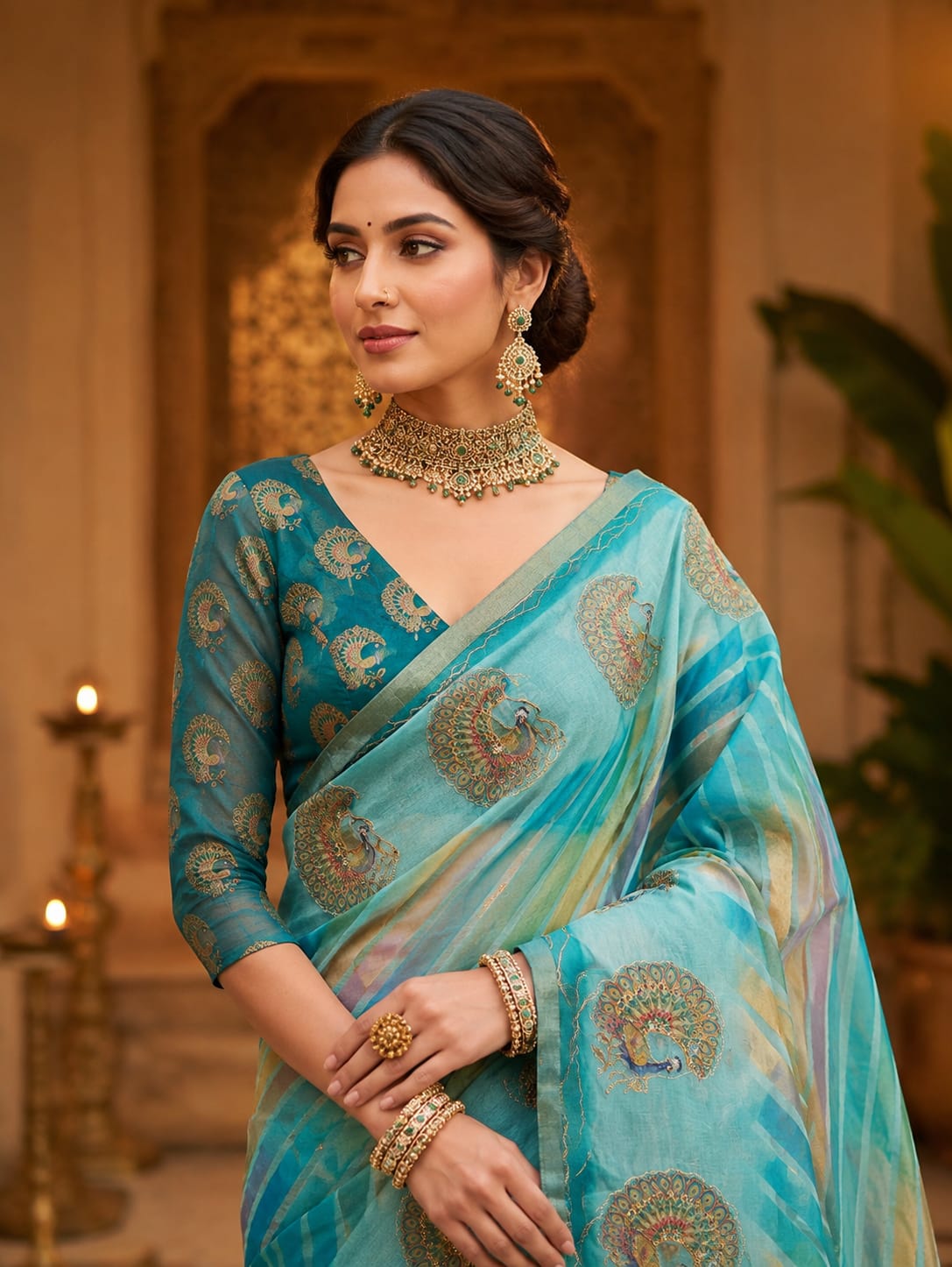 KcPc Premium Office Wear Leheriya Cotton Silk Saree with Blouse PieceSTL