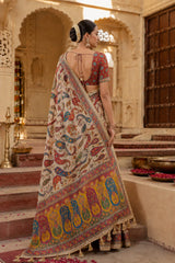 KcPc Premium Georgette Printed Saree with Mirror Work