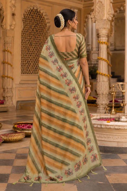 KcPc Premium Cotton Silk Leheriya Saree with Aari Tari Work Office Wear STL