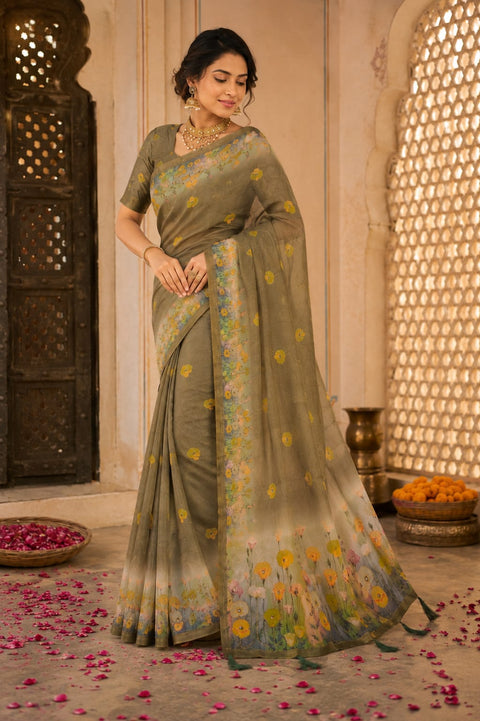 KcPc Graceful Cotton Silk Printed Aari Tari Work Saree for Office Wear  STL