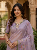 KcPc Premium Cotton Silk Kalamkari Saree with Stone WorkGAN