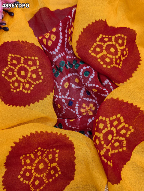 KcPc Beautiful Bandhani Georgette Pila Chunri for Traditional Wear