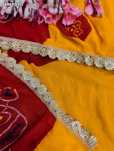 KcPc Beautiful Bandhani Georgette Pila Chunri for Traditional Wear