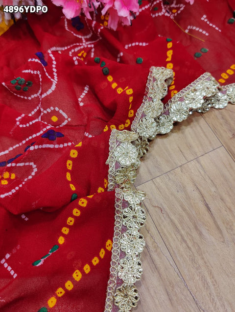 KcPc Beautiful Bandhani Georgette Pila Chunri for Traditional Wear