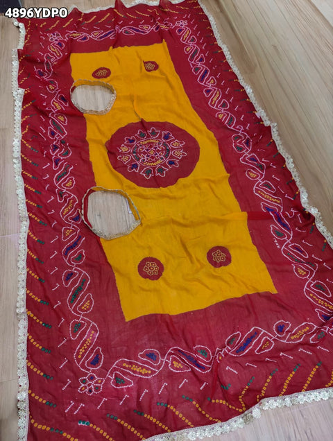 KcPc Beautiful Bandhani Georgette Pila Chunri for Traditional Wear