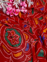 KcPc Georgette Bandhani Pila Chunri with Gotapatti Border
