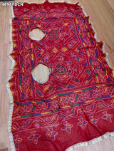 KcPc Georgette Bandhani Pila Chunri with Gotapatti Border