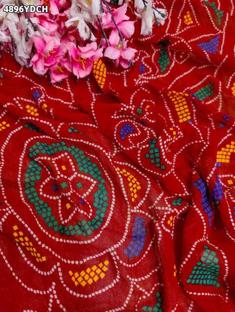 KcPc Georgette Bandhani Pila Chunri with Gotapatti Border
