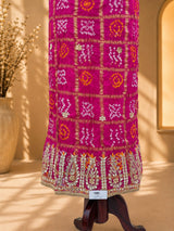 KcPc Gaji Silk Bandhani Suit Set with Gotapatti Work JITEN