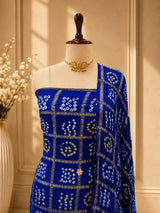 KcPc Traditional Gaji Silk Bandhani Suit with DupattaJITEN