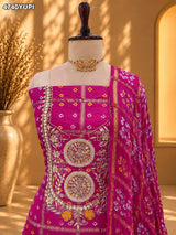 KcPc Royal Gaji Silk Bandhani Dress Material SetJITEN