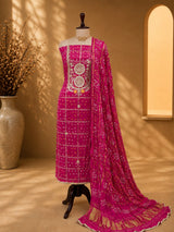 KcPc Royal Gaji Silk Bandhani Dress Material SetJITEN