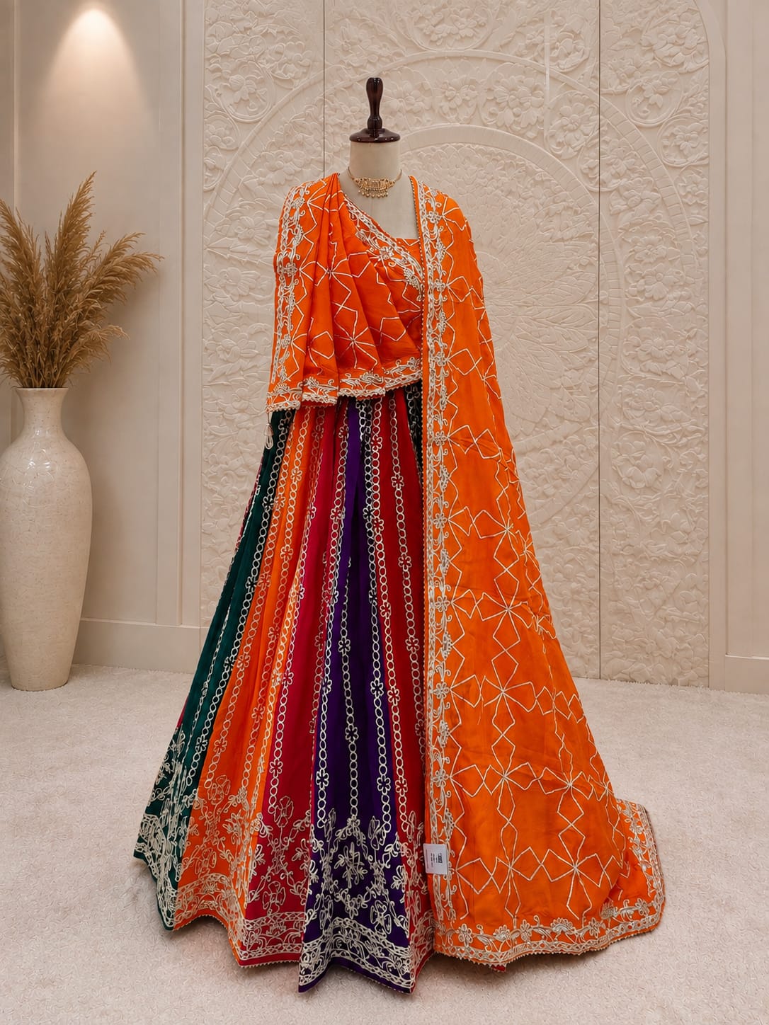 KcPc New Premium Designer Style Georgette ChiffonLehenga with Beautiful Gota Patti DetailingGOR