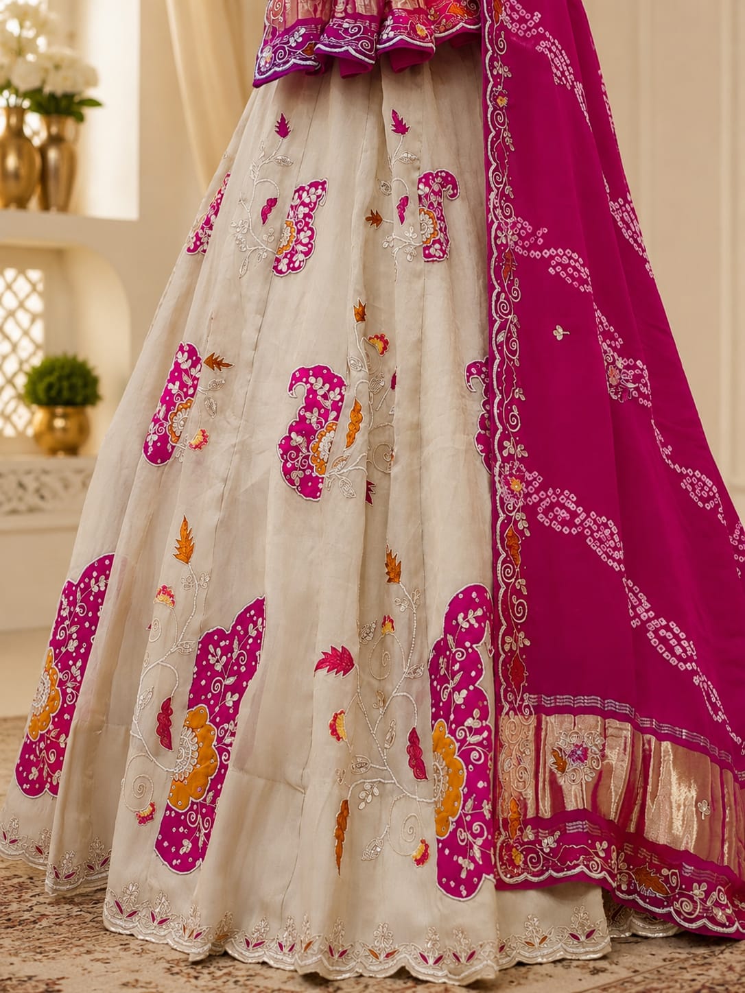 KcPc Premium Bandhani Style Upada Silk Lehenga with Rich Gotapatti DetailingMAD
