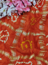 KcPc New Traditional Gaji Silk Bandhej Dupatta with Elegant Gota Patti WorkAMT