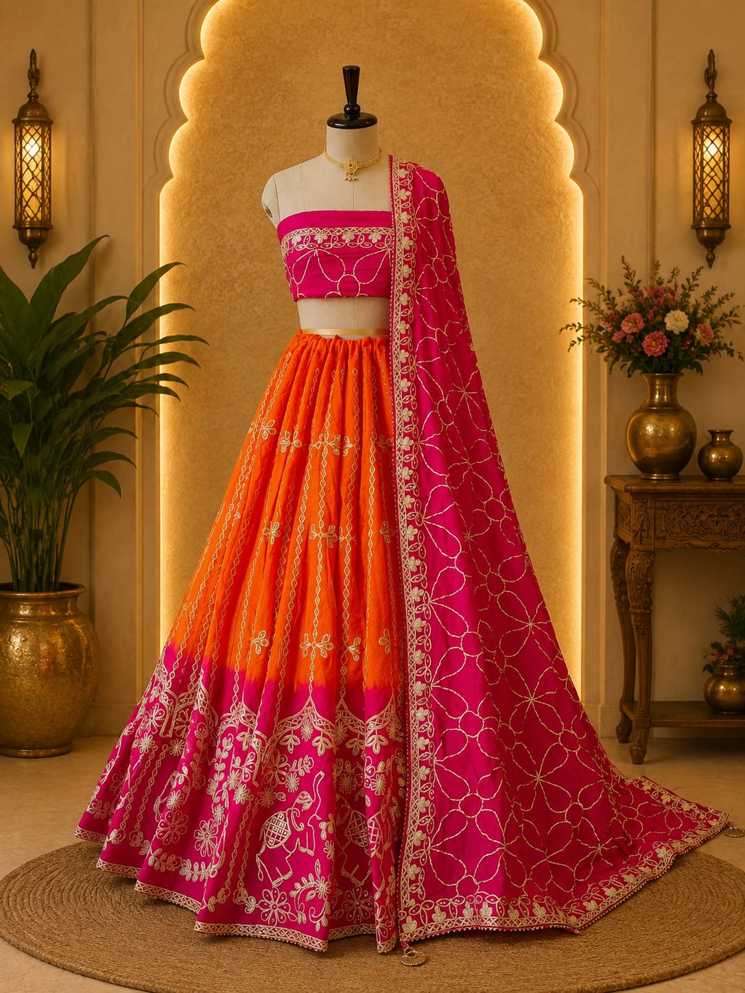 KcPc New Georgette Chiffon Traditional Lehenga with GotaPatti Work GOR