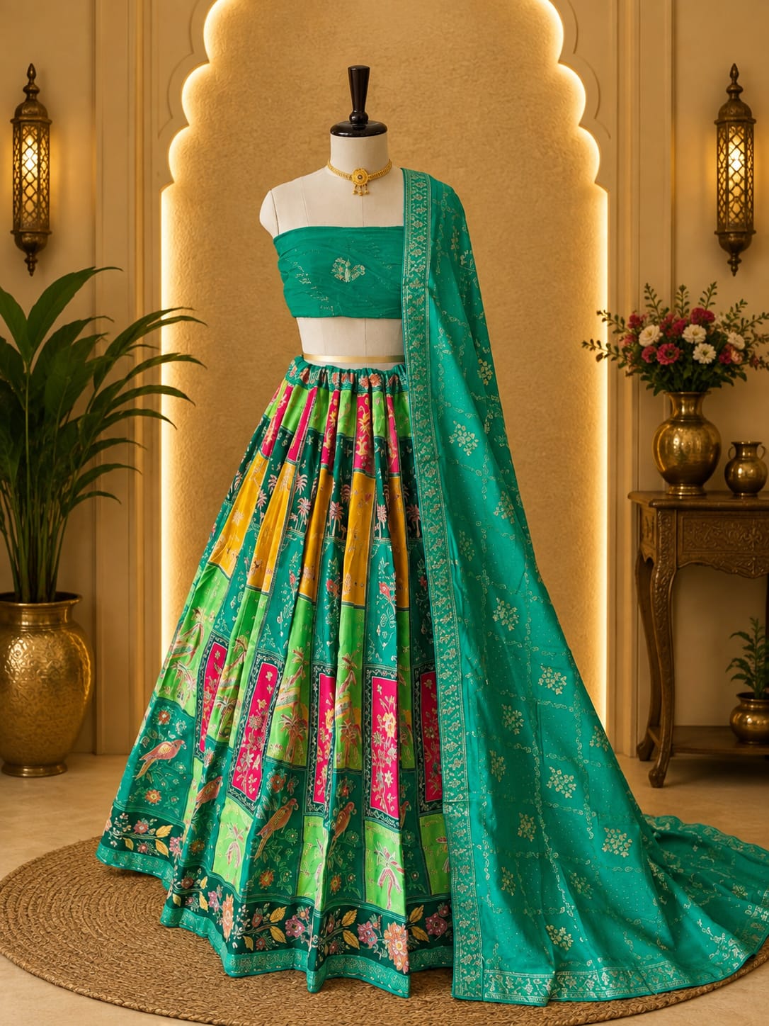KcPc New Upada Silk Banarasi Style Lehenga with Cutdana Work ANJ