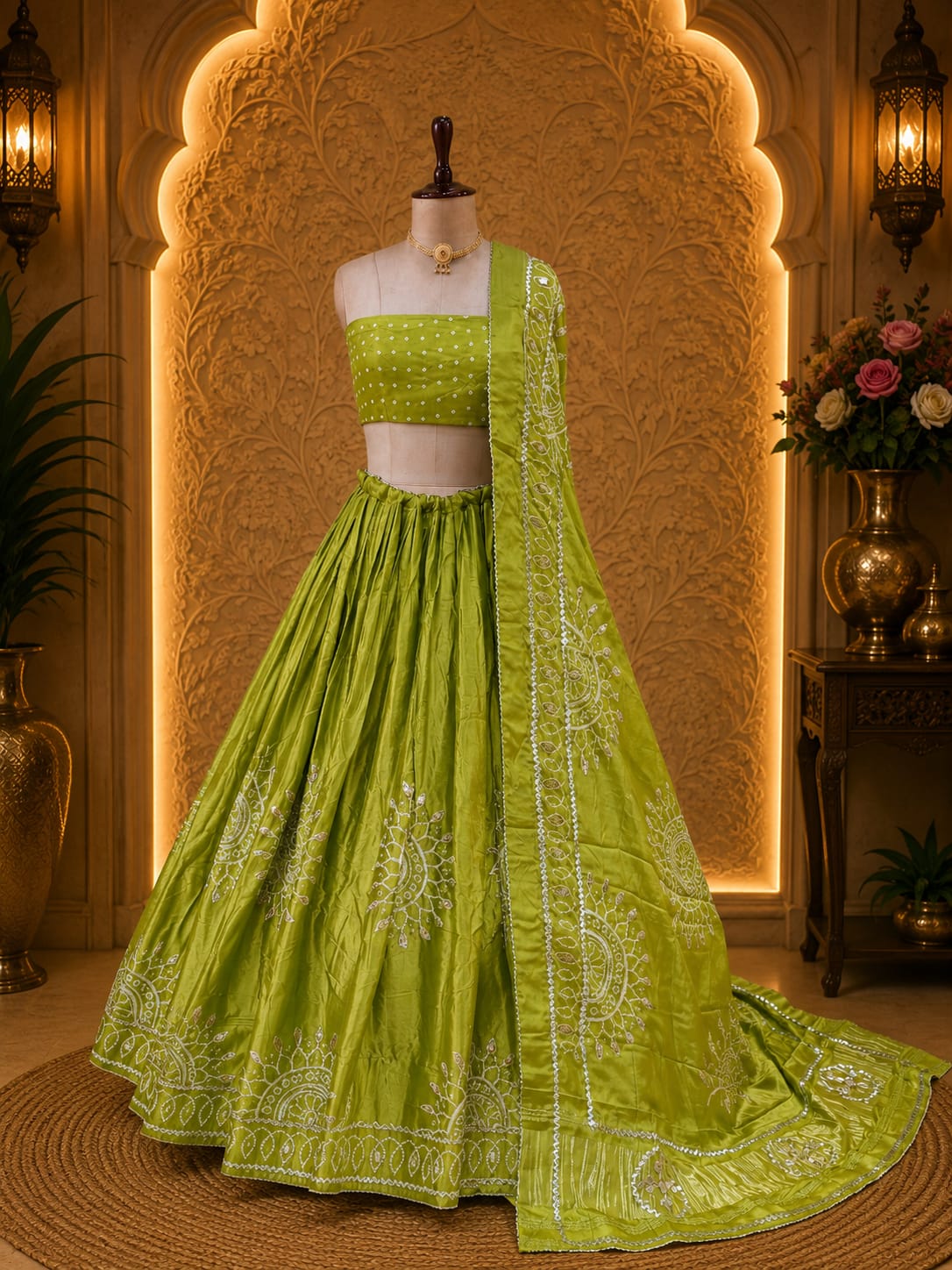 KcPc New Festive Special Gaji Silk Bandhani Lehenga Elegant Gotapatti Collection GOR